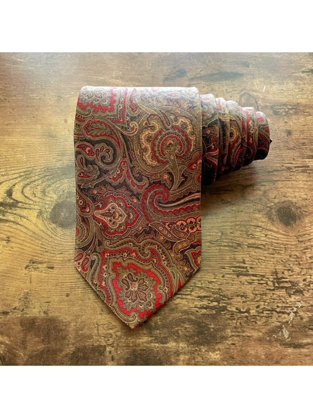 Brooks Brothers Makers Mens Tie Brown Tan Paisley Silk Necktie Classic Preppy